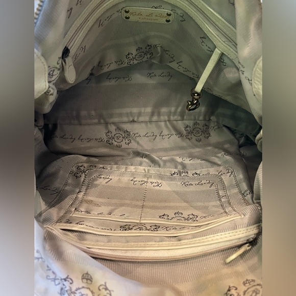 Kate Landry Leather Shoulder/Satchel Cream/Tan Purse Handbag Chain Accents - Picture 4 of 12